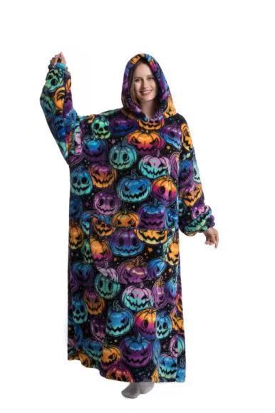 Lazy Halloween Pumpkin Blanket Hoodie