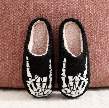 Halloween Skull Finger Rock Slippers