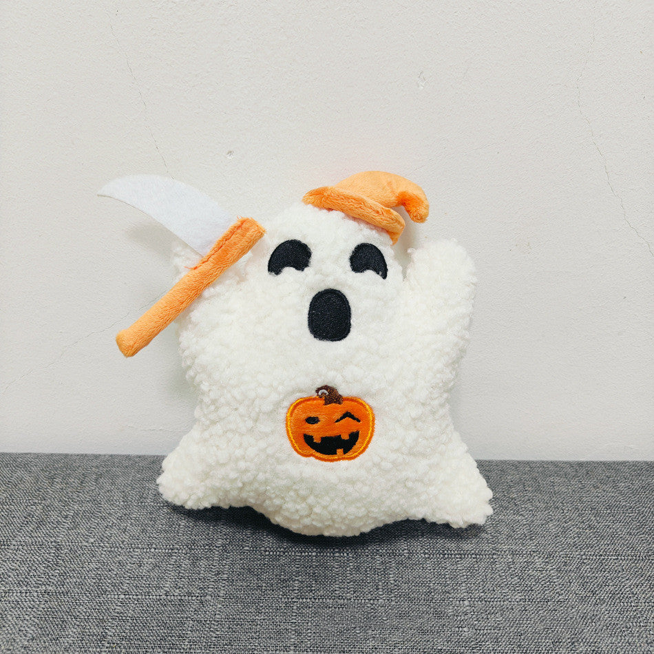 Ghost With Pumpkin Pillow Halloween Plush