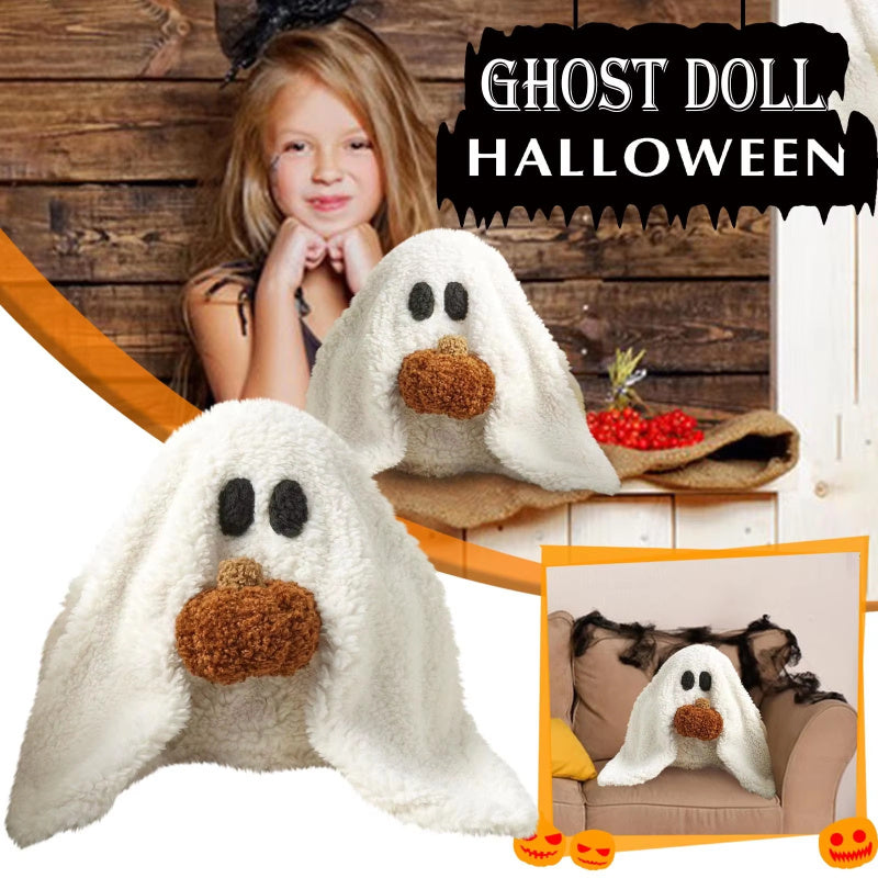 Ghost With Pumpkin Pillow Halloween Plush